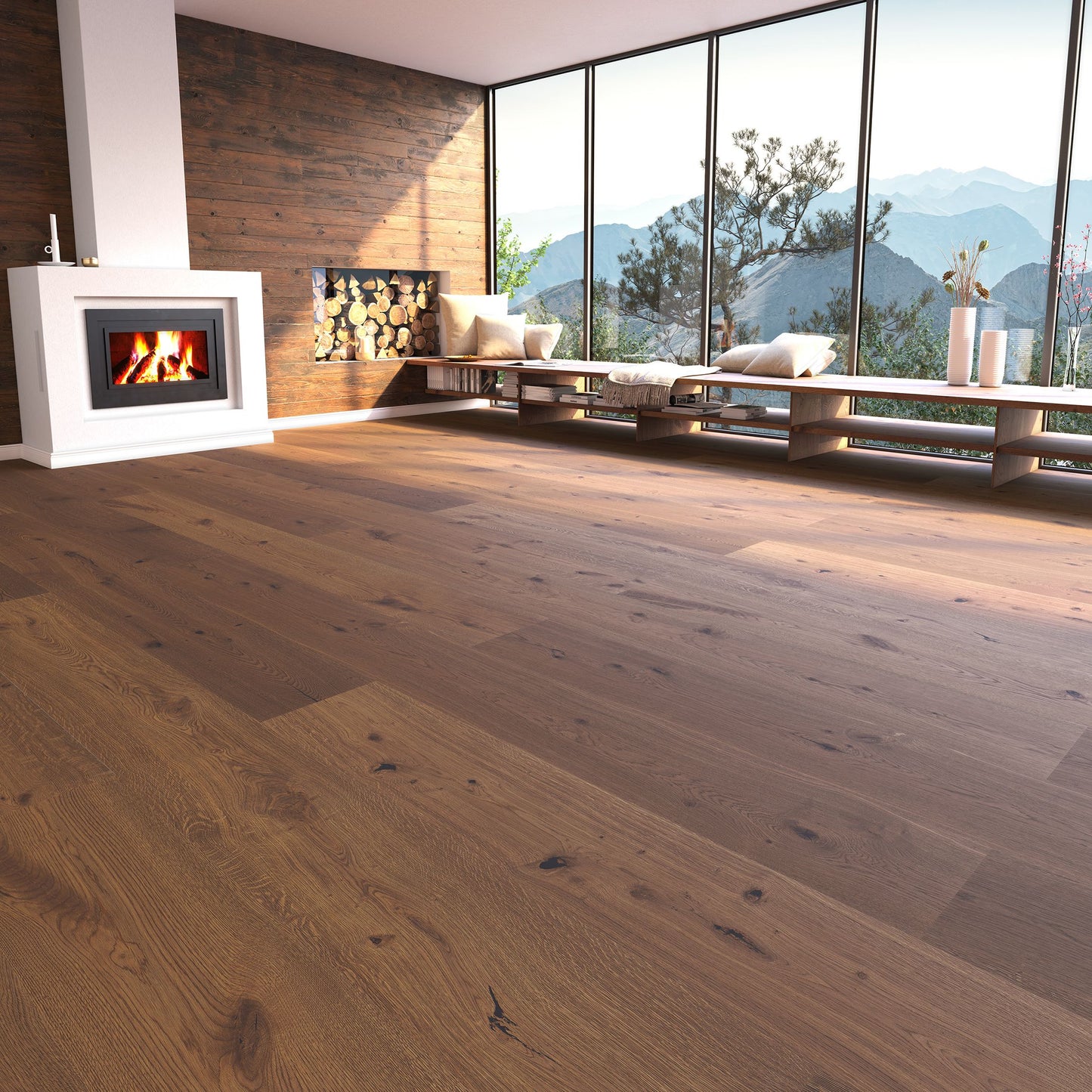 Schlossdiele Eiche astig gebürstet, geräuchert und Natur geölt