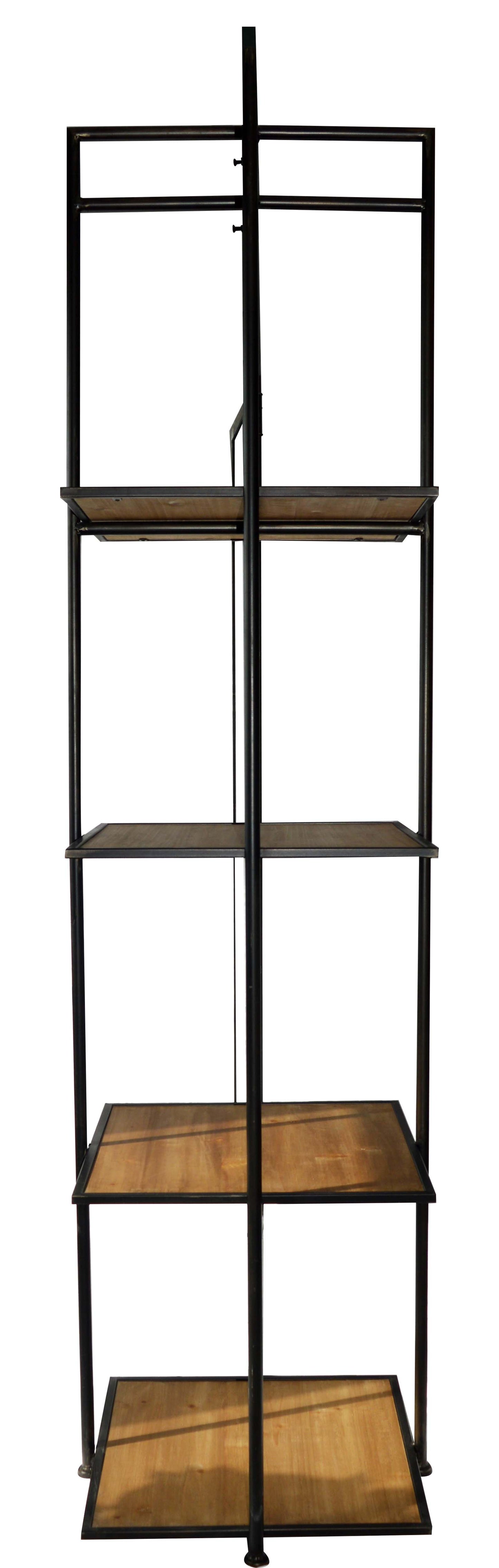 Garderobe mit Spiegel - Abbi Iron coat rack with mirror and wooden shelve